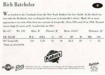 1996 Best Louisville Redbirds #9 Rich Batchelor Back