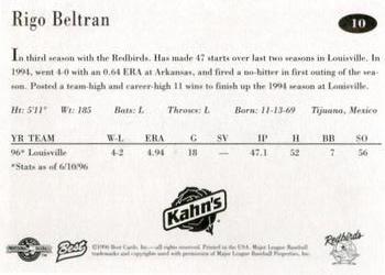 1996 Best Louisville Redbirds #10 Rigo Beltran Back