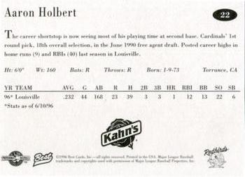 1996 Best Louisville Redbirds #22 Aaron Holbert Back