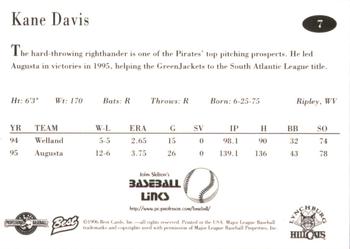 1996 Best Lynchburg Hillcats #7 Kane Davis Back