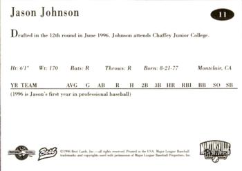 1996 Best Martinsville Phillies #11 Jason Johnson Back