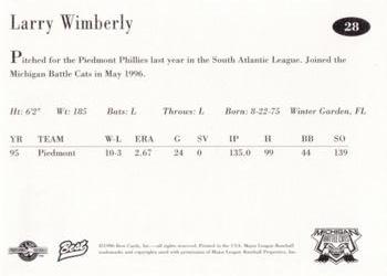1996 Best Michigan Battle Cats #28 Larry Wimberly Back