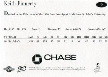 1996 Best New Jersey Cardinals #9 Keith Finnerty Back