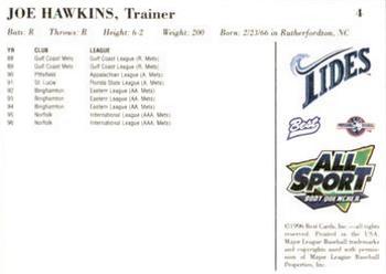 1996 Best Norfolk Tides #4 Joe Hawkins Back