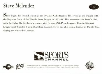 1996 Best Orlando Cubs #4 Steve Melendez Back