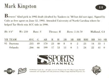 1996 Best Orlando Cubs #14 Mark Kingston Back