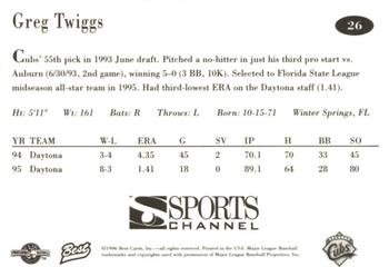 1996 Best Orlando Cubs #26 Greg Twiggs Back