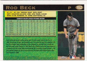 1997 Topps Chrome #152 Rod Beck Back