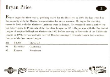 1996 Best Port City Roosters #3 Bryan Price Back