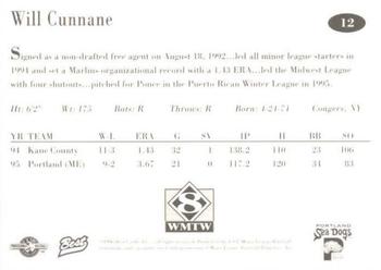1996 Best Portland Sea Dogs #12 Will Cunnane Back