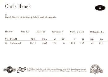 1996 Best Richmond Braves Update #5 Chris Brock Back