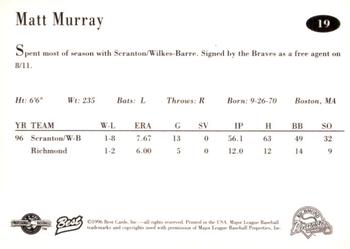 1996 Best Richmond Braves Update #19 Matt Murray Back