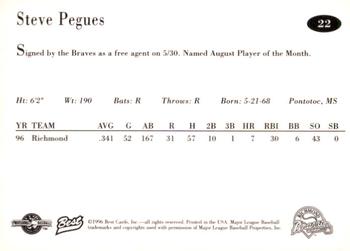 1996 Best Richmond Braves Update #22 Steve Pegues Back