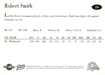 1996 Best Richmond Braves Update #26 Robert Smith Back