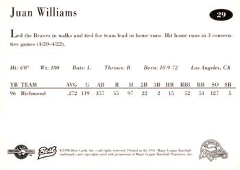 1996 Best Richmond Braves Update #29 Juan Williams Back