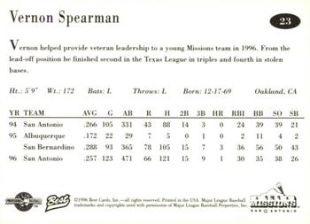 1996 Best San Antonio Missions #23 Vernon Spearman Back