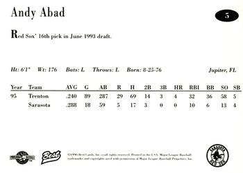 1996 Best Sarasota Red Sox #5 Andy Abad Back