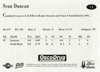1996 Best South Bend Silver Hawks #11 Sean Duncan Back