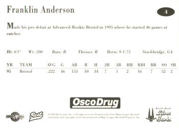1996 Best South Bend Silver Hawks #4 Franklin Anderson Back