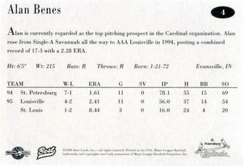 1996 Best St. Petersburg Cardinals #4 Alan Benes Back