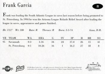 1996 Best St. Petersburg Cardinals #8 Frank Garcia Back