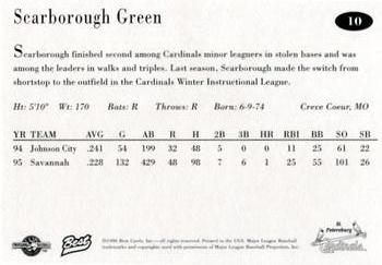 1996 Best St. Petersburg Cardinals #10 Scarborough Green Back