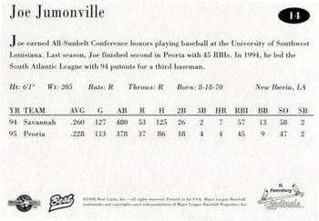 1996 Best St. Petersburg Cardinals #14 Joe Jumonville Back