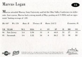 1996 Best St. Petersburg Cardinals #15 Marcus Logan Back