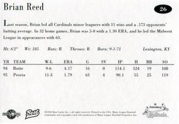 1996 Best St. Petersburg Cardinals #26 Brian Reed Back