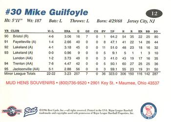 1996 Best Toledo Mud Hens #12 Mike Guilfoyle Back