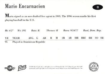 1996 Best West Michigan Whitecaps #8 Mario Encarnacion Back