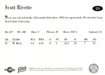 1996 Best West Michigan Whitecaps #23 Scott Rivette Back