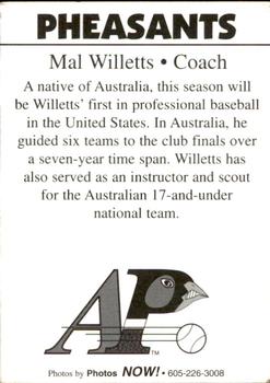 1996 Aberdeen Pheasants #NNO Mal Willetts Back