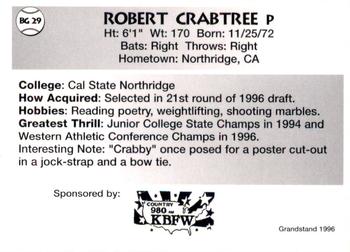 1996 Grandstand Bellingham Giants #BG 29 Robert Crabtree Back