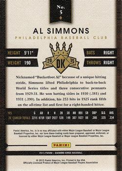 2015 Panini Diamond Kings #5 Al Simmons Back