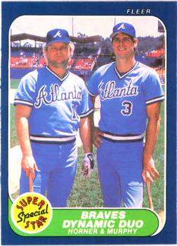 1986 Fleer #635 Braves Dynamic Duo (Bob Horner / Dale Murphy) Front