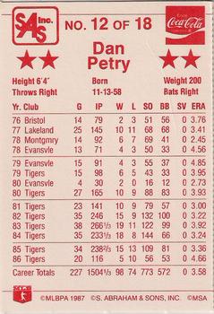 1987 Coca-Cola Detroit Tigers #12 Dan Petry  Back