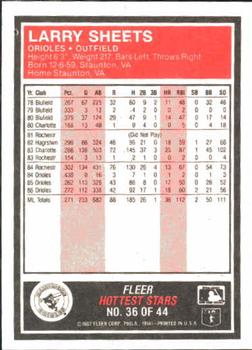 1987 Fleer Baseball's Hottest Stars #36 Larry Sheets Back