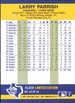 1987 Fleer Record Setters #29 Larry Parrish Back