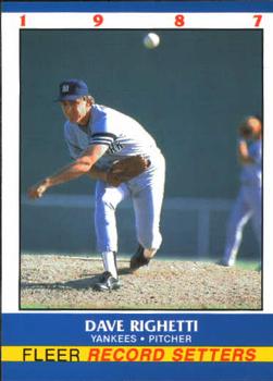 1987 Fleer Record Setters #32 Dave Righetti Front