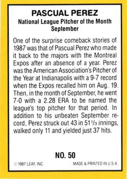 1987 Donruss Highlights #50 Pascual Perez Back