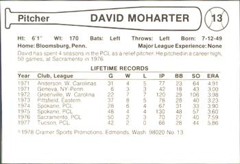 1978 Cramer Tucson Toros #13 David Moharter Back