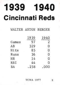 1977 TCMA 1939-40 Cincinnati Reds #2 Wally Berger Back