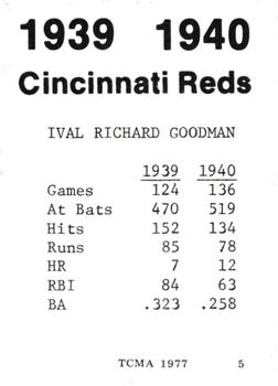 1977 TCMA 1939-40 Cincinnati Reds #5 Ival Goodman Back