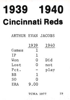 1977 TCMA 1939-40 Cincinnati Reds #19 Art Jacobs Back