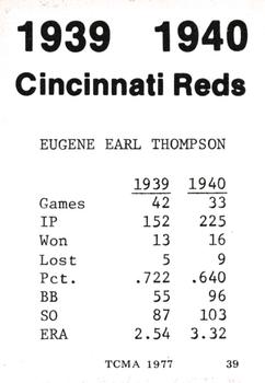 1977 TCMA 1939-40 Cincinnati Reds #39 Junior Thompson Back