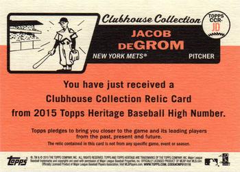2015 Topps Heritage - Clubhouse Collection Relics #CCR-JD Jacob deGrom Back
