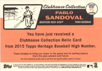 2015 Topps Heritage - Clubhouse Collection Relics #CCR-PS Pablo Sandoval Back