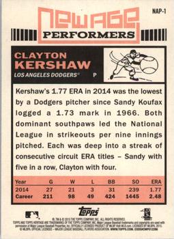 2015 Topps Heritage - New Age Performers #NAP-1 Clayton Kershaw Back
