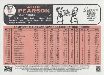 2015 Topps Heritage - Real One Autographs #ROA-AP Albie Pearson Back